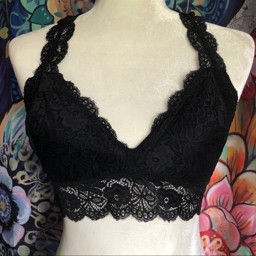 Lace Black Bralette Racer Back New Without Tags